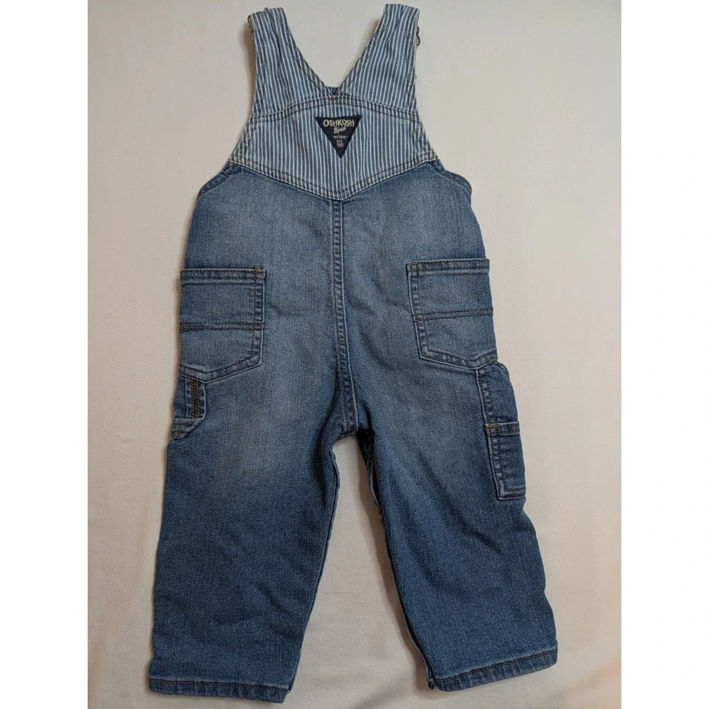OshKosh Bgosh Toddler 18M Denim Hickory Stripe Vestbak Overall Blue GCL104576-SS